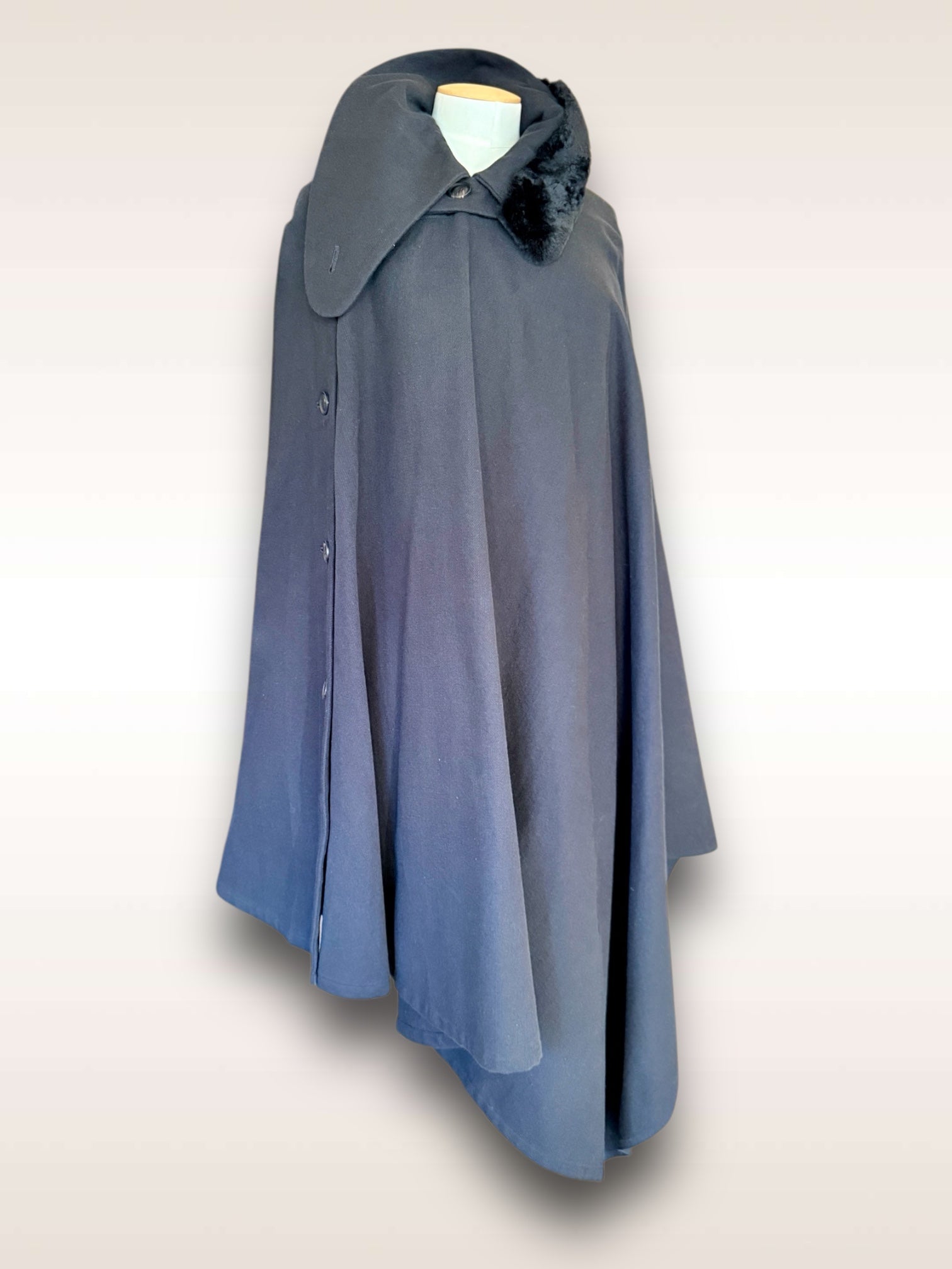 Yohji Yamamoto Coat Cape w/ Fur Trim AW 1999