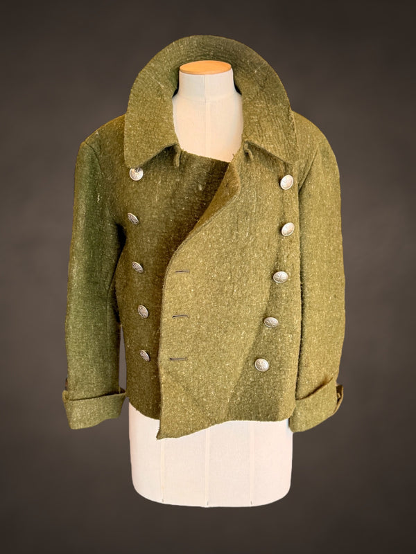 Yohji Yamamoto Felt Double Breasted Jacket 10 Metal Buttons AW