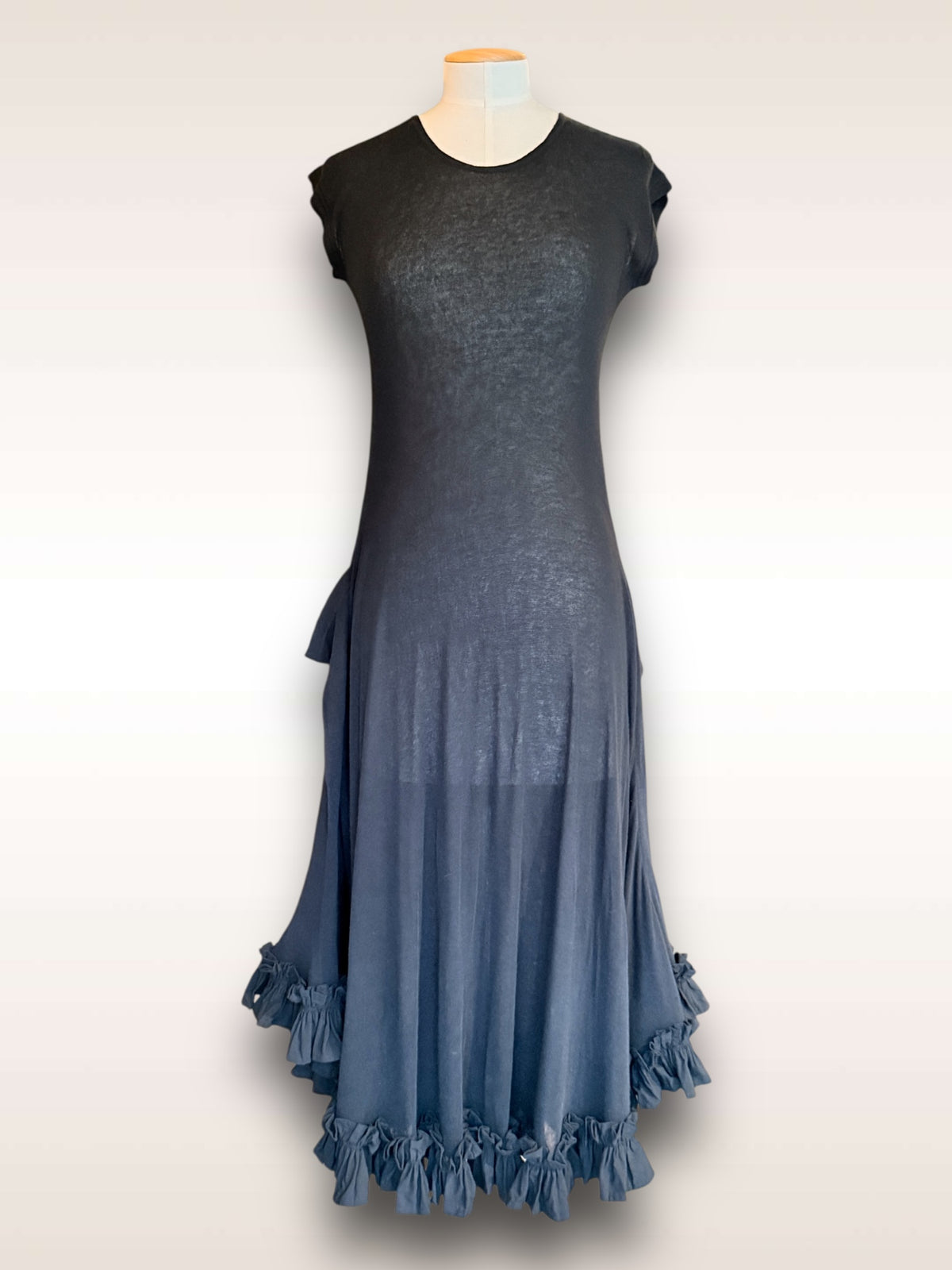 Yohji Yamamoto Jersey Dress w/ Ruffles SS 1999
