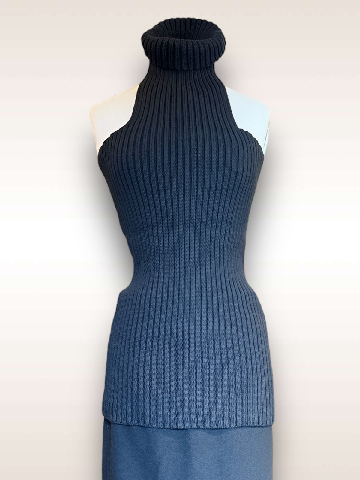 Yohji Yamamoto Knitware Wool Rib Turtleneck Sleeveless