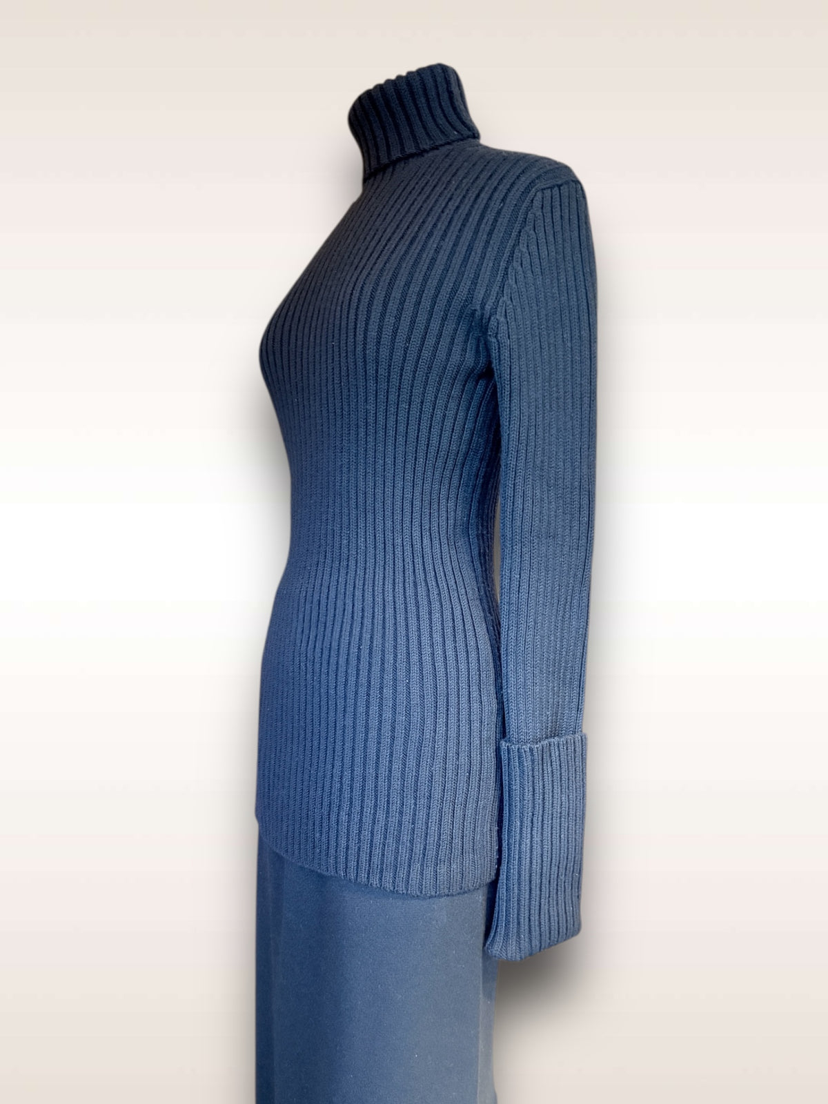 Yohji Yamamoto Knitwear Wool Rib Turtleneck w/ Long Cuffs