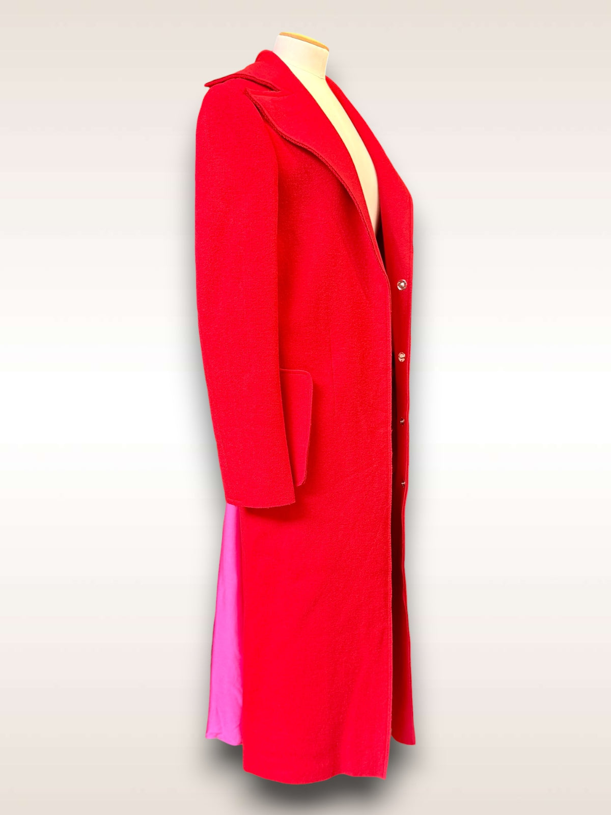 Yohji Yamamoto Red Coat  w/ pink side view