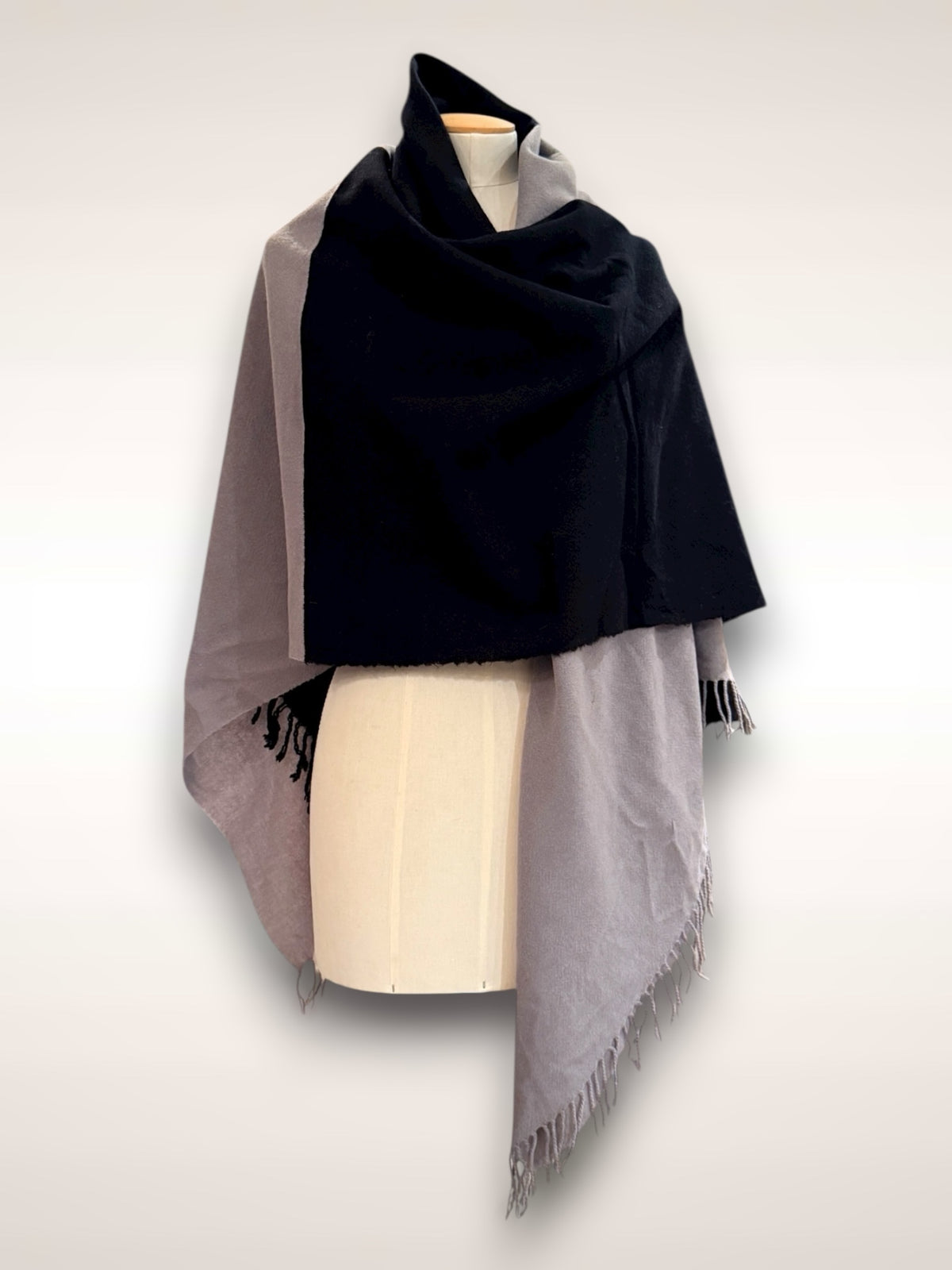 Yohji Yamamoto Scarf Gray / Black Split Shawl AW 1988