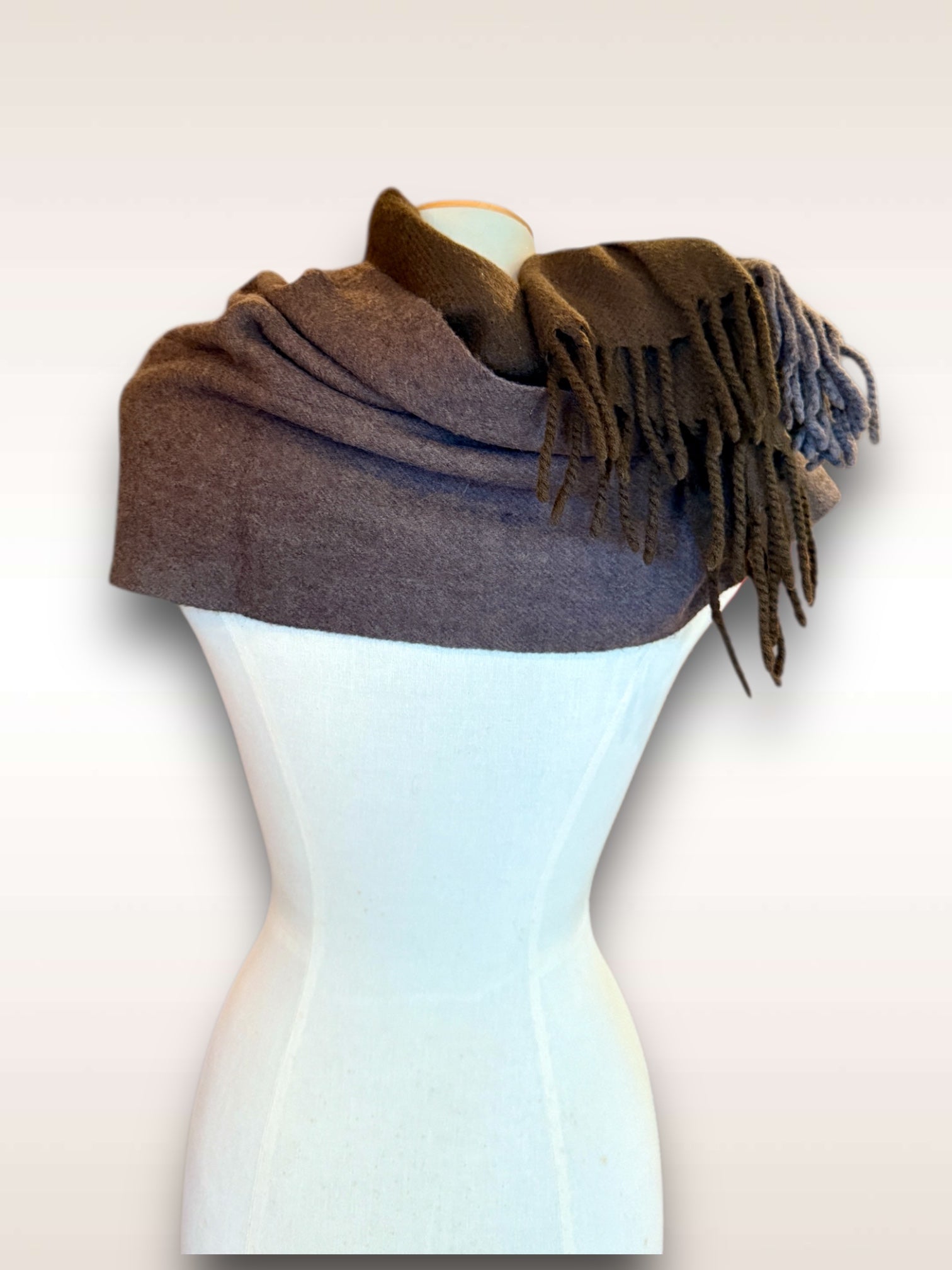 Yohji Yamamoto cashmere 2 in 1 scarf set back view