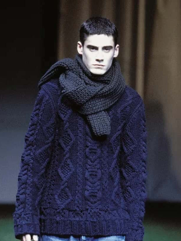 Yohji Yamamoto wool hand knitted scarf runway aw 2002