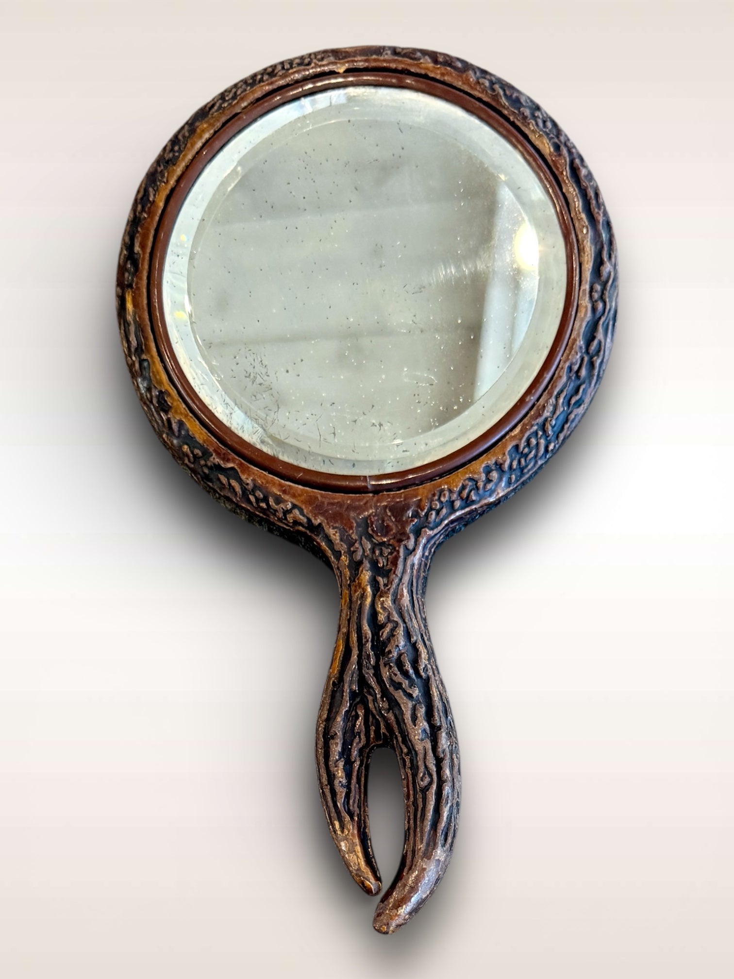 faux bois mirror diamond glass