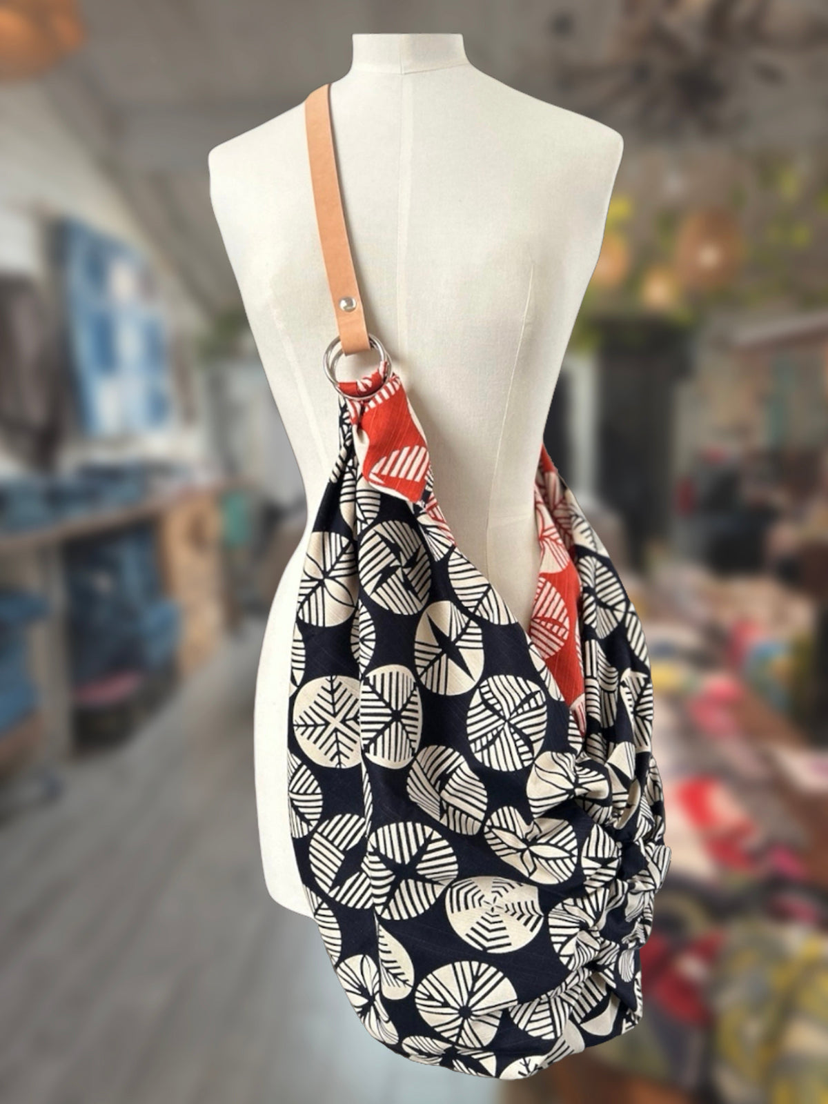 Furoshiki crossbody navy pine