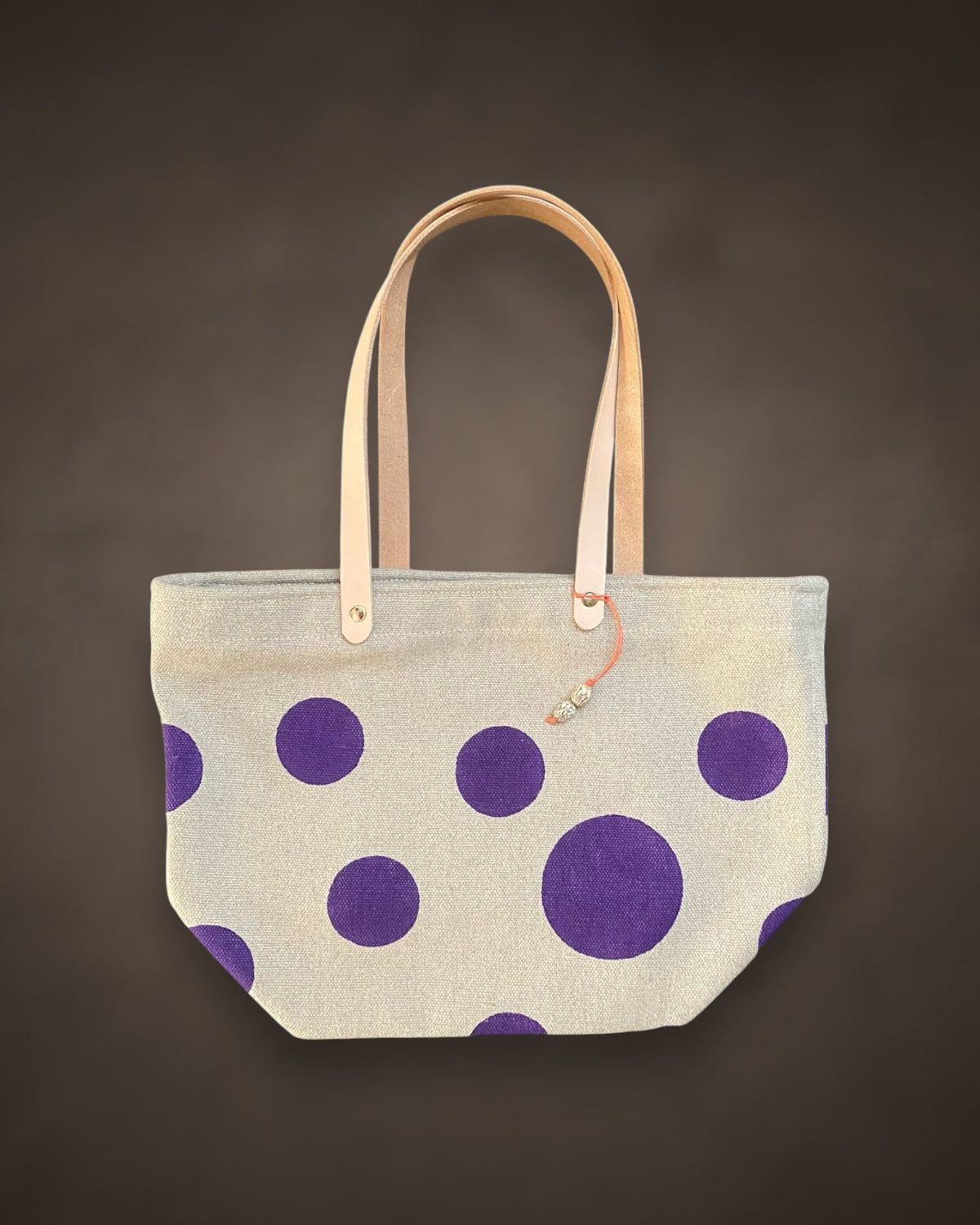 hemp market bag purple polka dots S