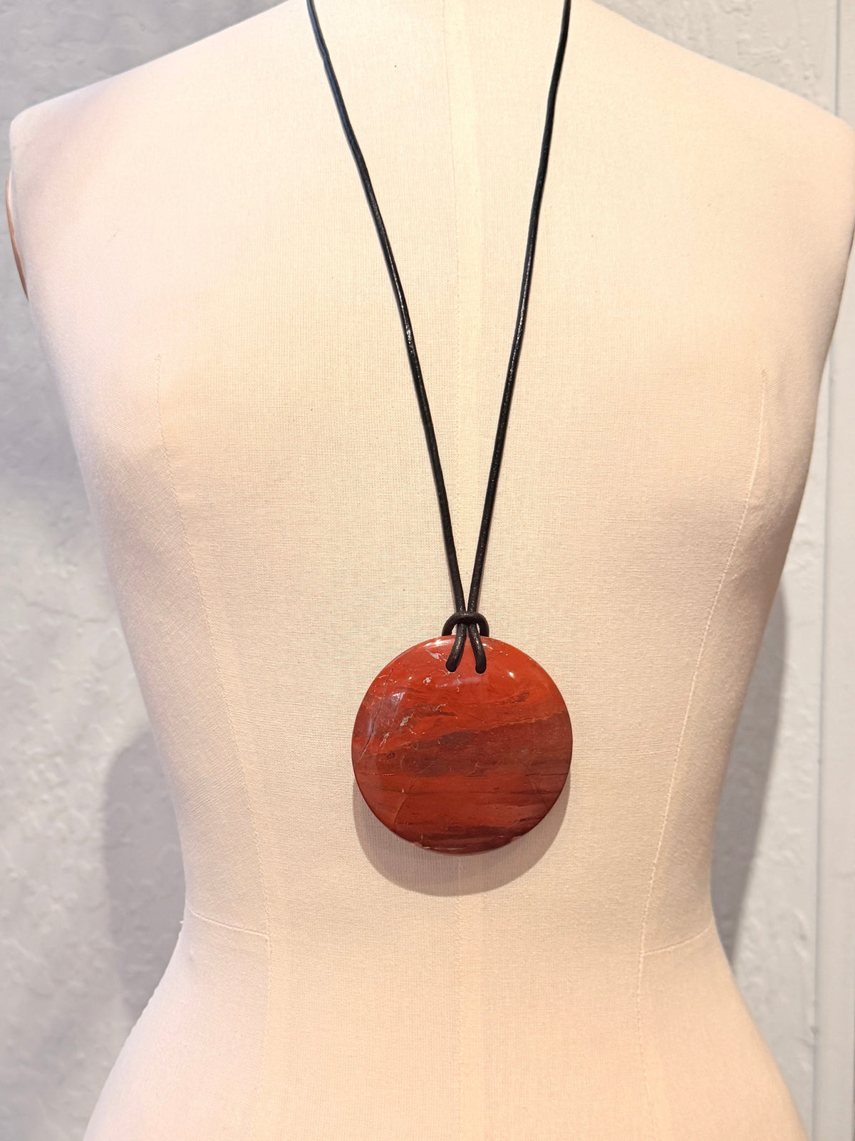 red jasper disc necklace