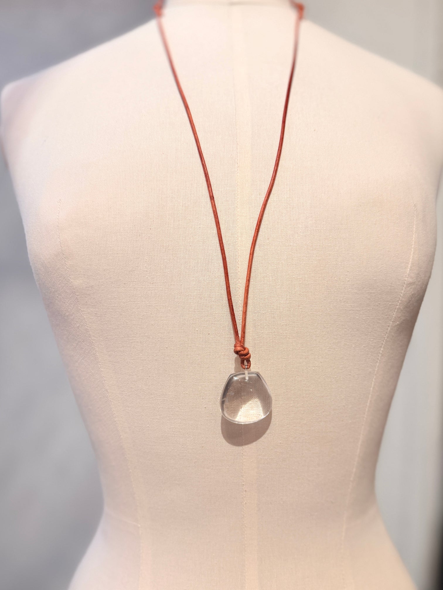 slag glass necklace clear