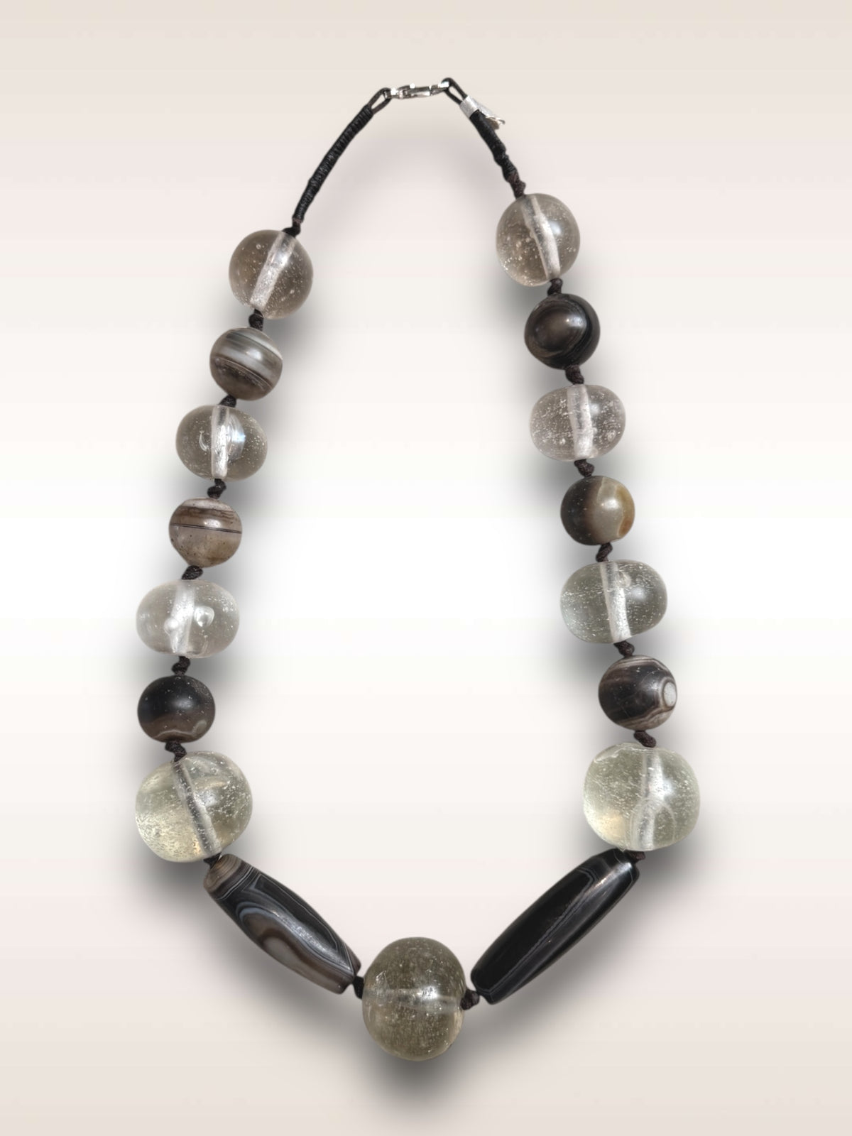 vintage glass &amp; tibatan agate neclace