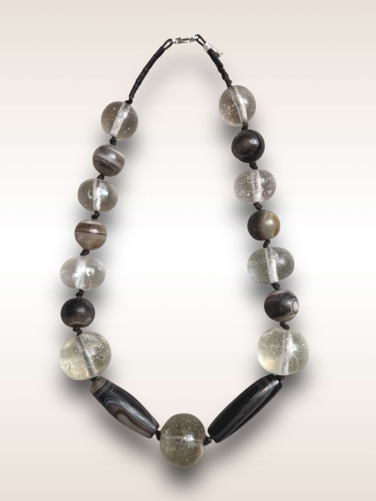 vintage glass & tibatan agate neclace